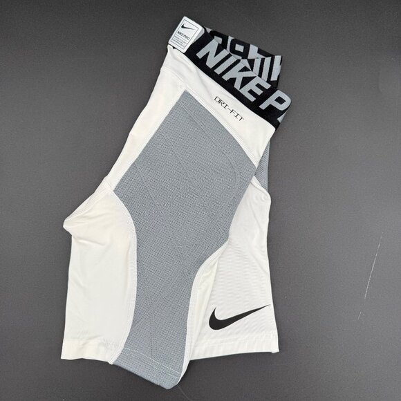 Nike Pro Dri-Fit Boys Big Kids Medium Heist Baseball Slider Shorts White Gray - Picture 4 of 4